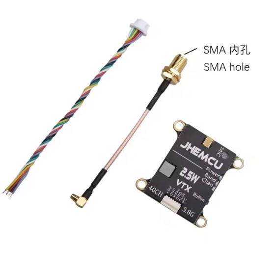 JHEMCU 2.5W VTX 5.8G 40CH Adjustable Microphone Plastic Heat for 2-6S 30X30mm RC Airplanes Long Range Drone